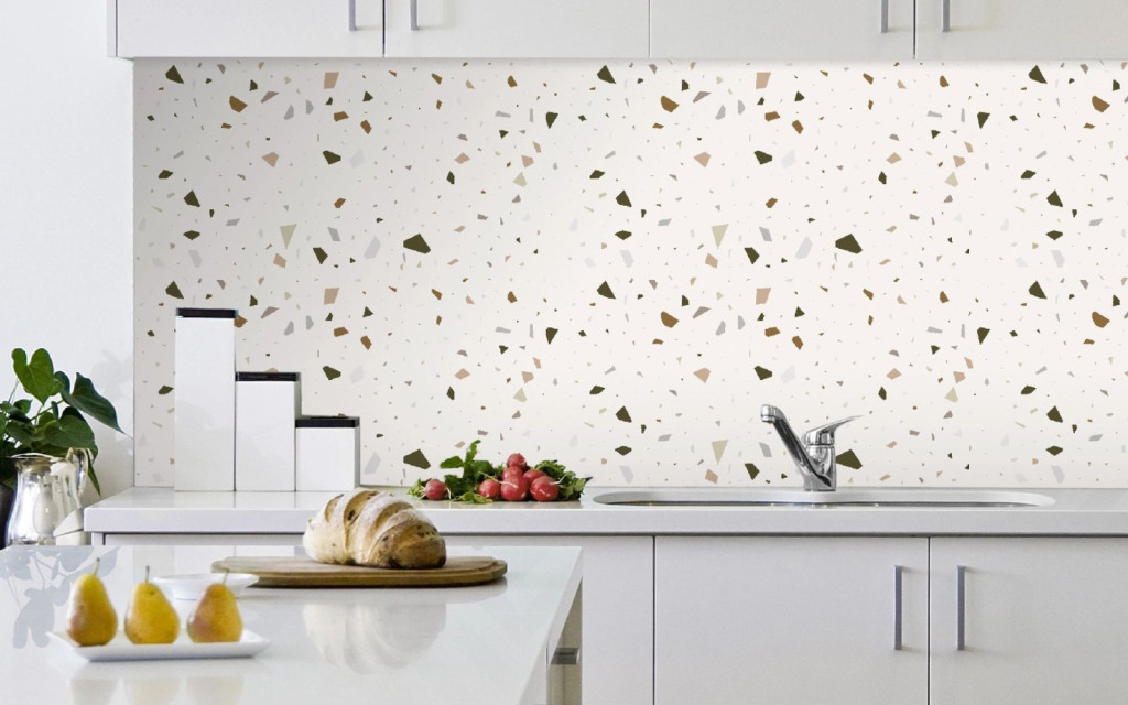 Decal dán tường bếp họa tiết đá mài sang trọng