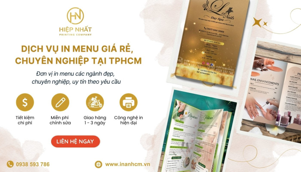 Dịch vụ in menu In Hiệp Nhất