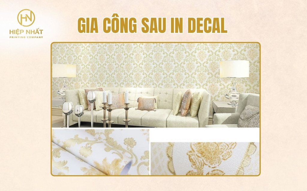 In nhũ và ép kim sang trọng, đẹp mắt cho decal dán tường