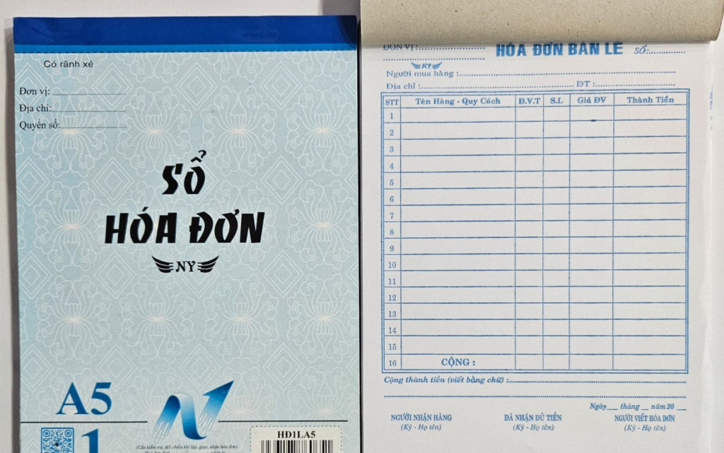In hóa đơn 1 liên khổ A5 đóng cuốn