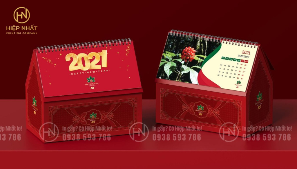 In lịch tết để bàn thiết kế độc đáo cho Sâm Ngọc Linh