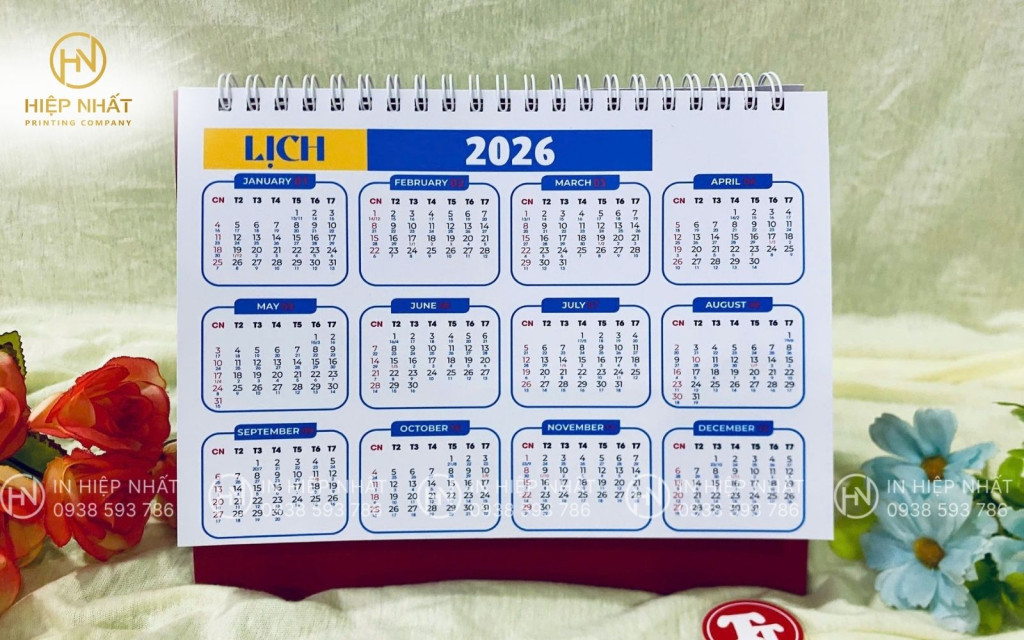 Lịch Tết 2026 đơn giản, hiện đại Mẫu in ấn lịch Tết 2026 đơn giản, hiện đại