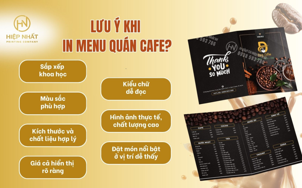 Lưu ý cần nhớ khi thiết kế in menu quán cafe