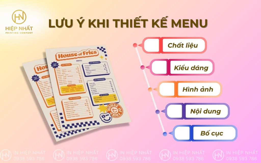 Lưu ý khi thiết kế menu