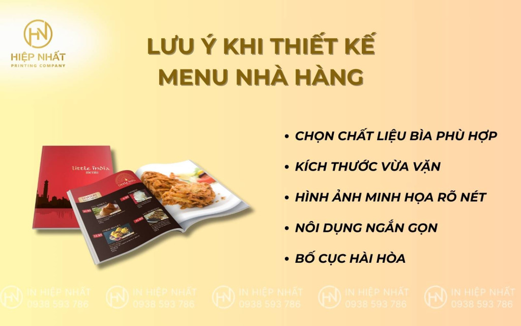 Lưu ý khi thiết kế menu
