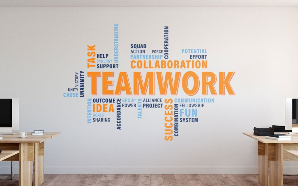 Mẫu in decal dán tường phòng làm việc năng động