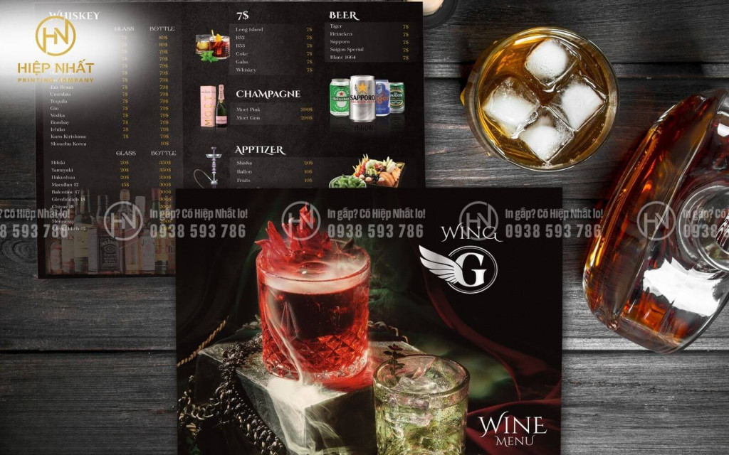 menu đồ uống gấp 3 cho quán bar