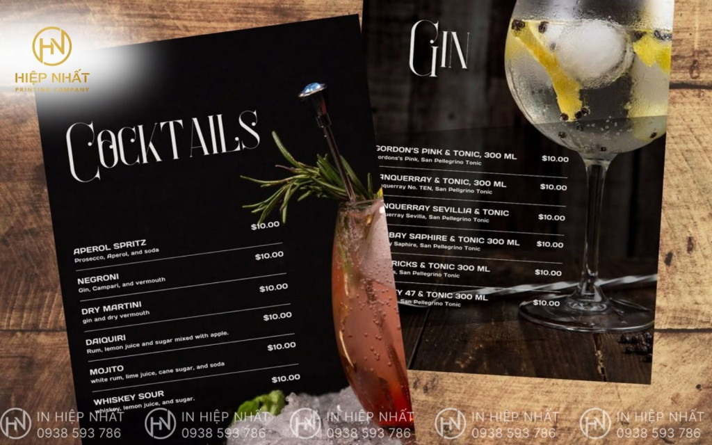 Mẫu menu cocktail