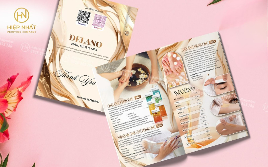 menu đẹp sang trọng cho tiệm nail gáy dán