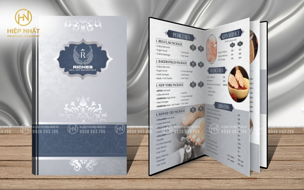 menu nail bìa nhựa sang trọng