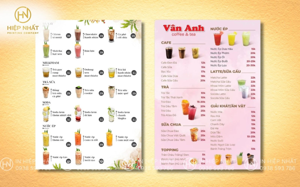 Mẫu menu đẹp đơn giản cho quán trà sữa