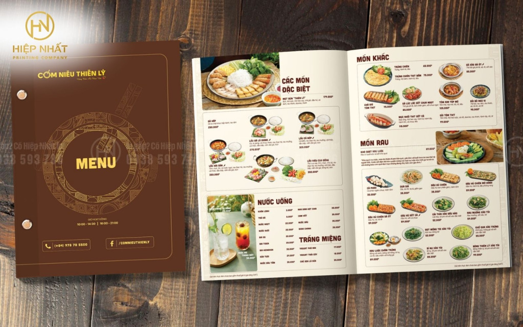Mẫu menu cho nhà hàng bìa cứng