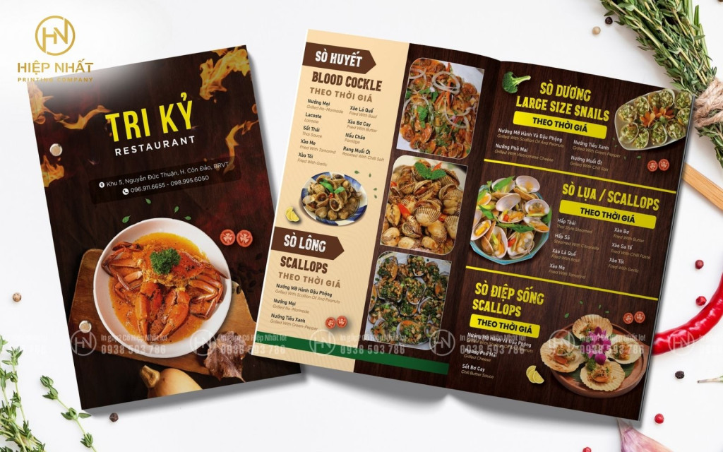 Mẫu menu nhà hàng Tri Kỷ