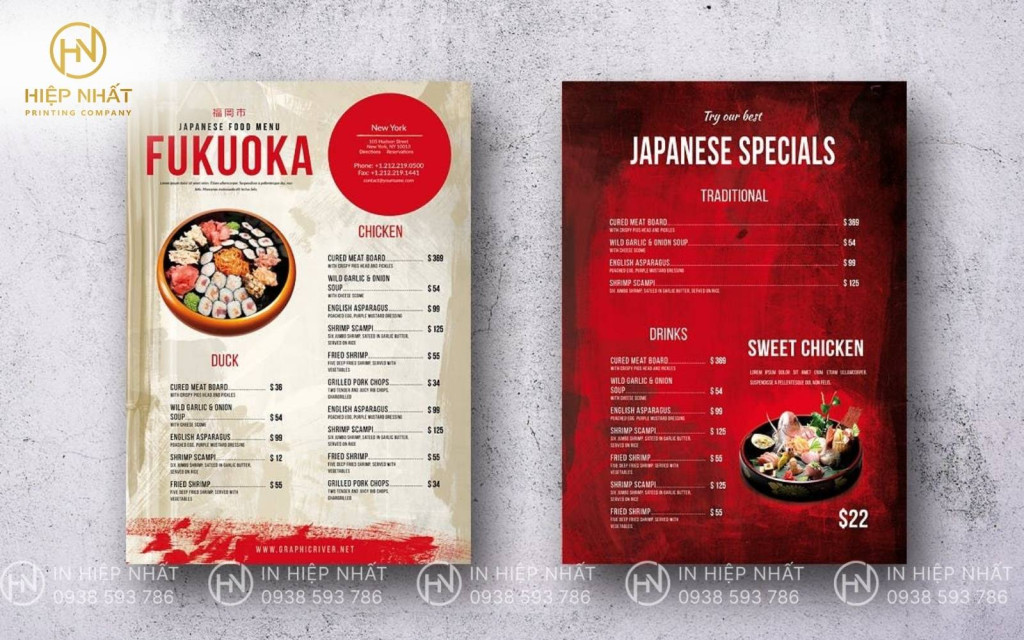 Mẫu menu nhà hàng kết hợp truyền thống và hiện đại