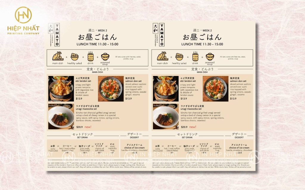 Mẫu menu thực đơn nhà hàng Nhật tinh tế