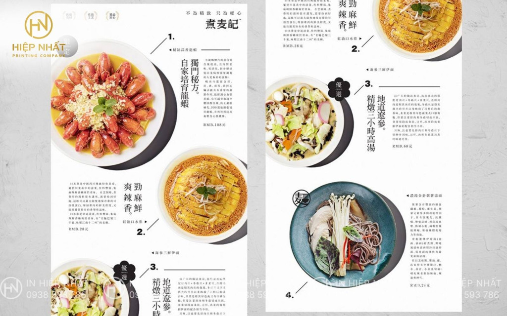 Menu tối giản cho nhà hàng Nhật Bản