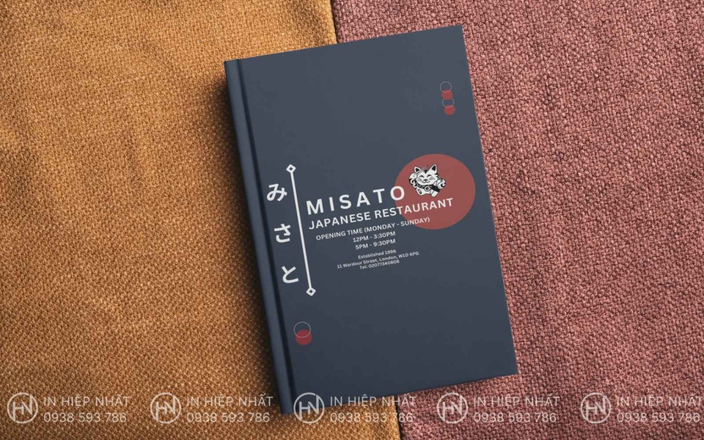 Menu Nhật đóng cuốn bìa cứng 
