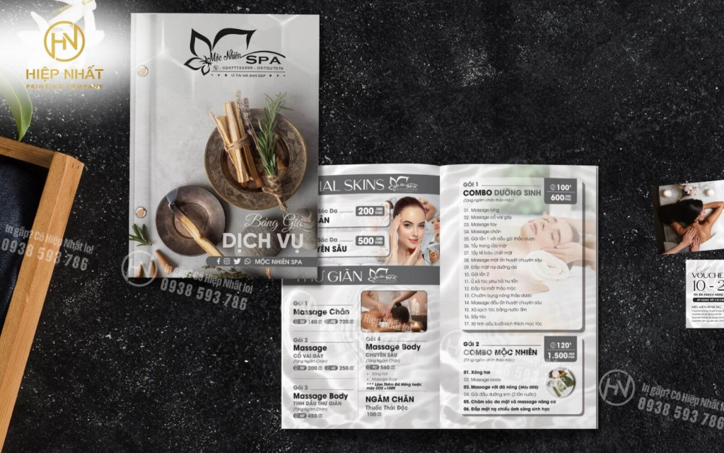 Thiết kế menu spa bìa cứng