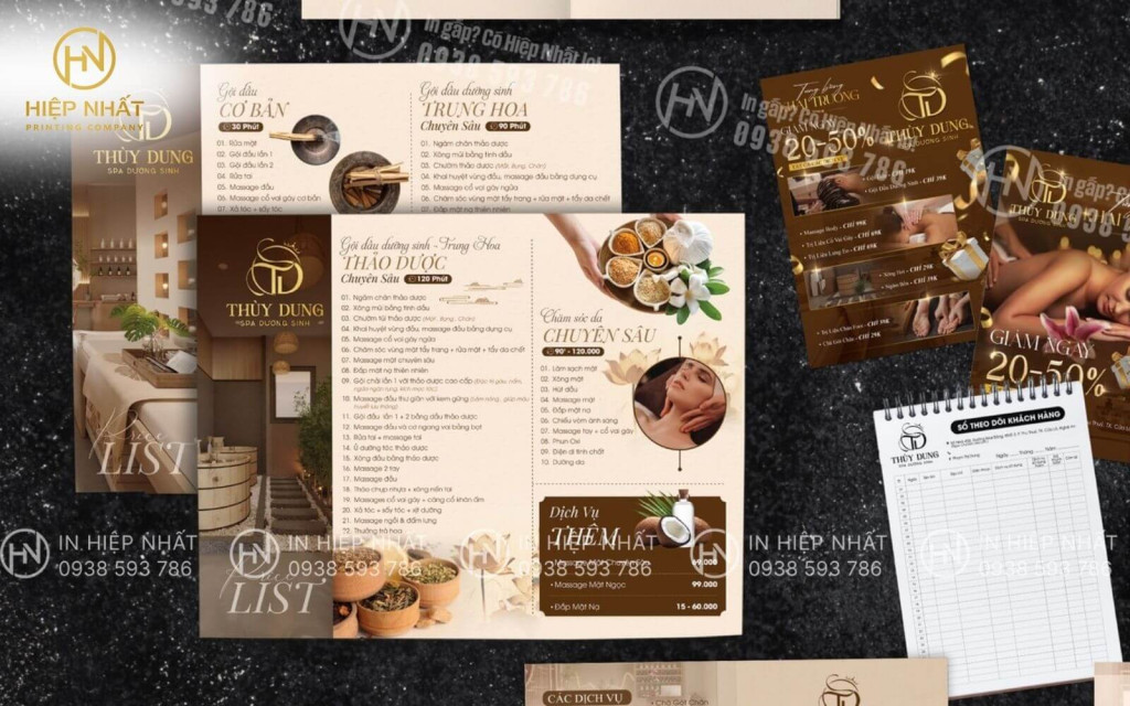 Mẫu menu đẹp đơn giản cho tiệm spa