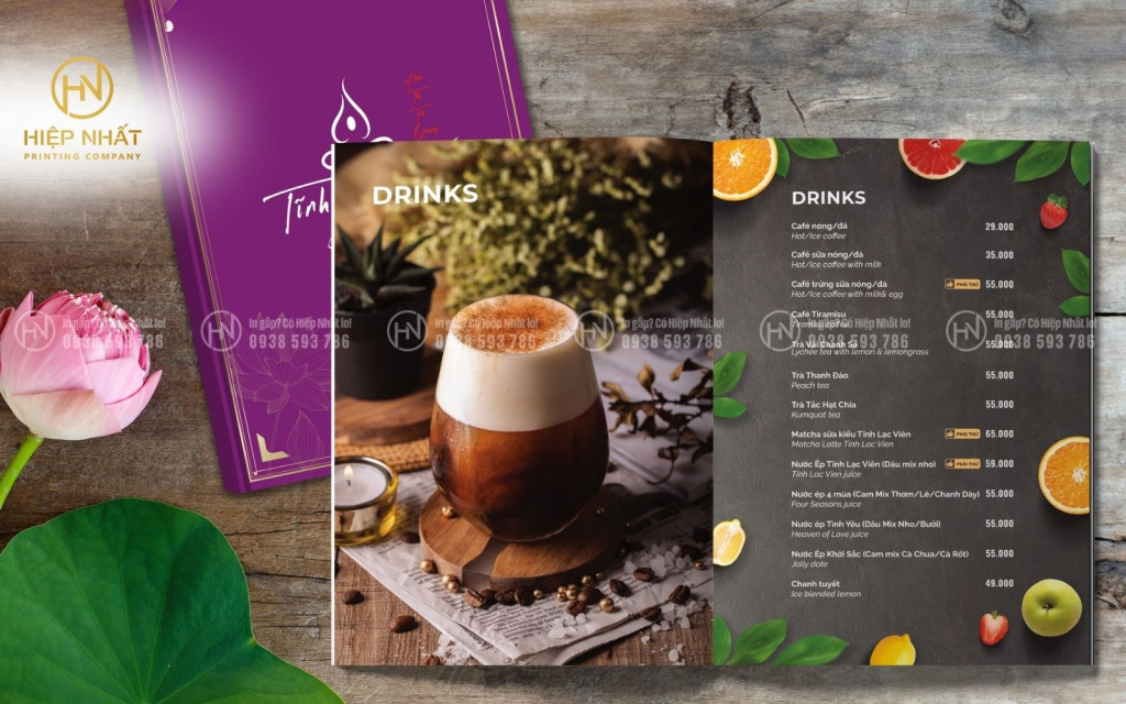 Mẫu menu trình bày chuyên nghiệp, dễ gọi món