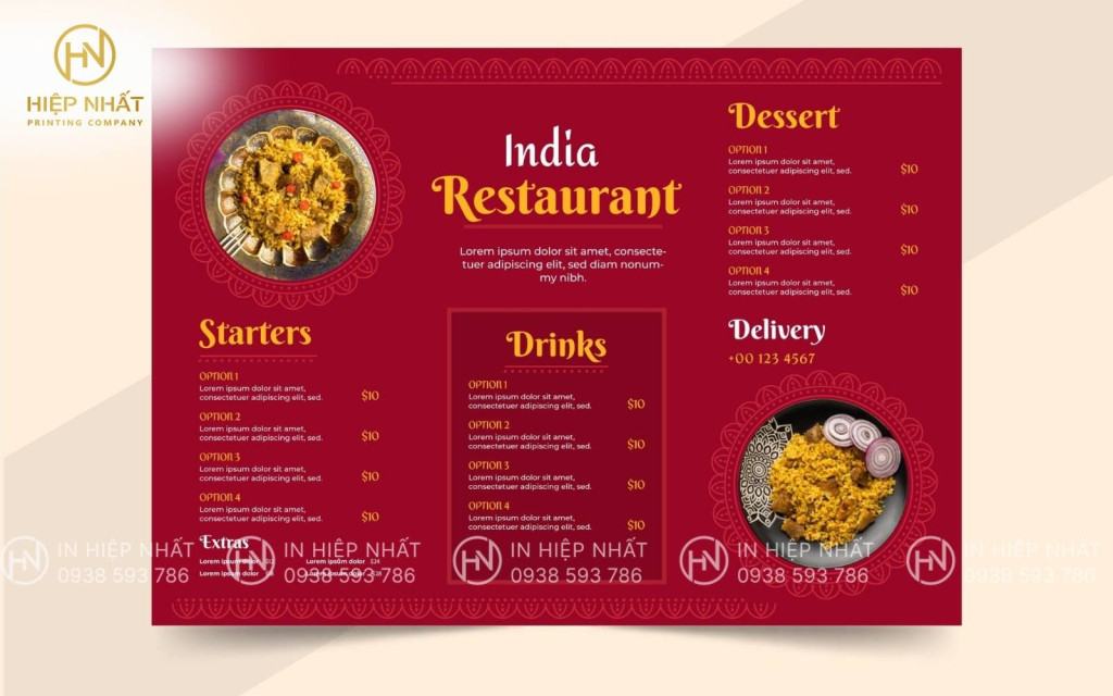 Menu nhà hàng ấn tượng phong cách truyền thống