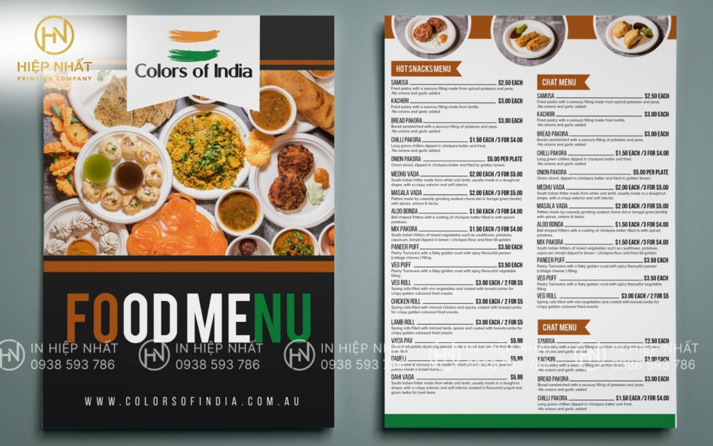 Menu tone màu quốc kỳ Ấn Độ