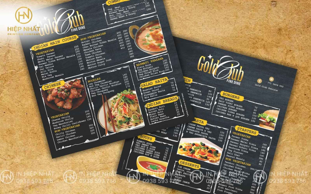 Mẫu menu thực đơn nhà hàng Ấn Độ đa dạng món