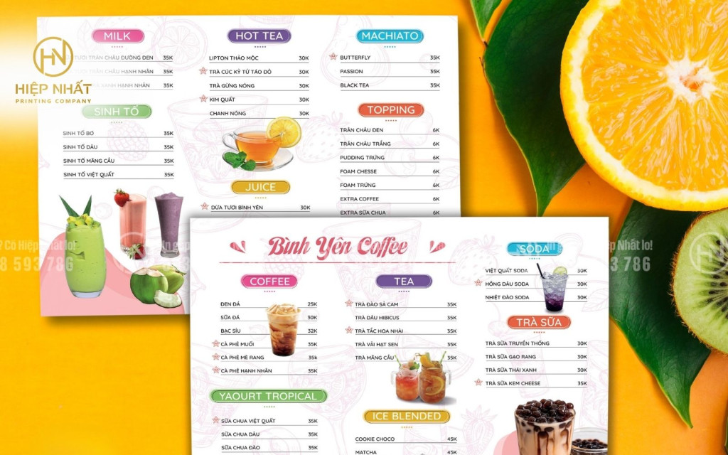 Mẫu in menu cafe đơn giản, đẹp mắt