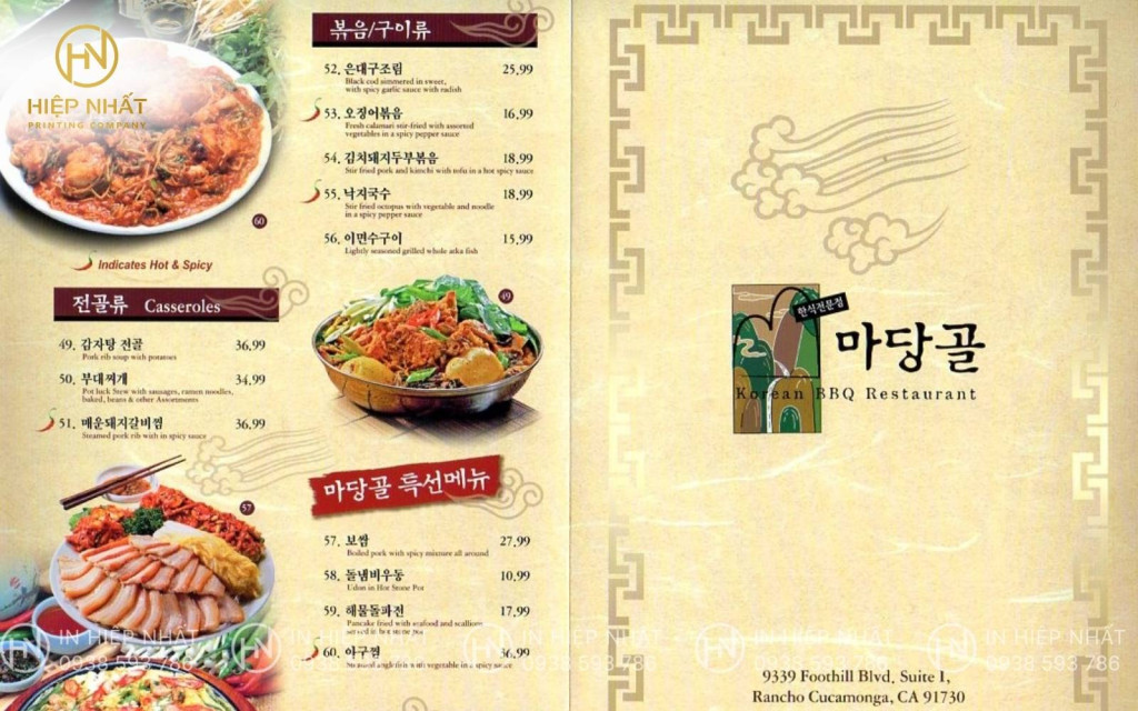 Menu Hàn Quốc theo phong cách cổ điển