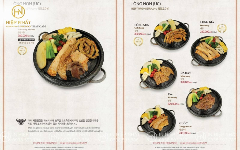 Mẫu menu thực đơn nhà hàng Hàn Quốc tối giản