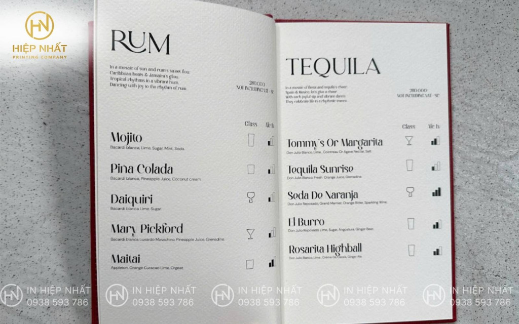 Mẫu menu thực đơn nhà hàng Âu Mỹ bìa da