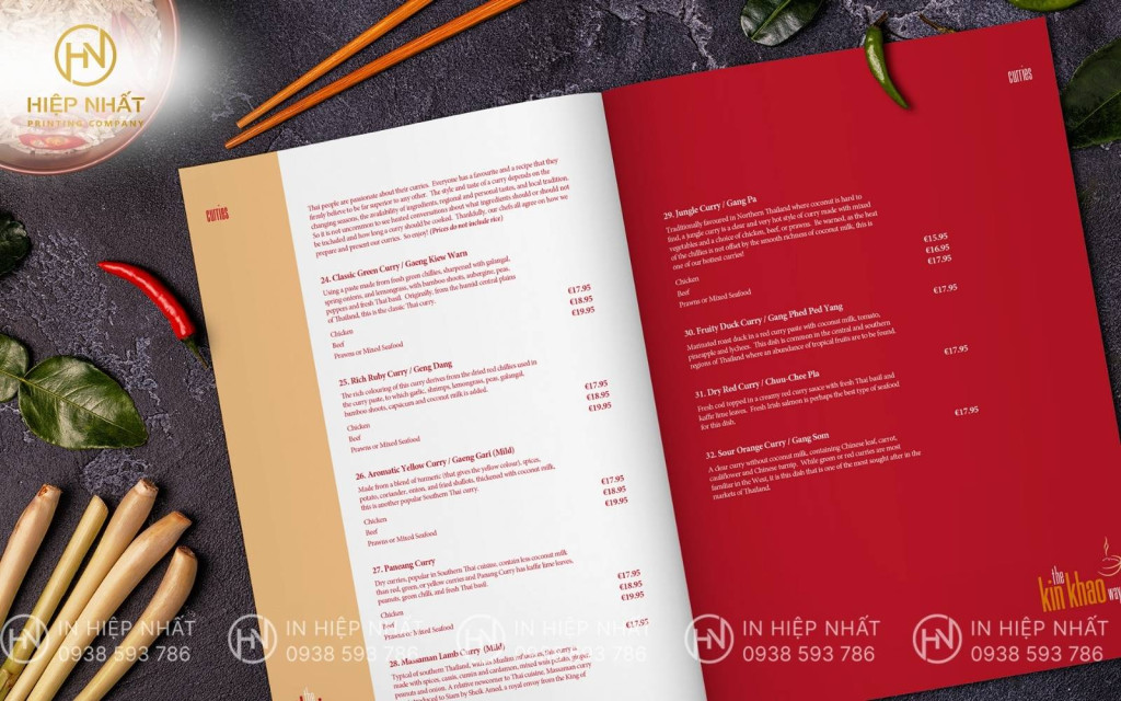Mẫu menu thực đơn nhà hàng tone màu ấm