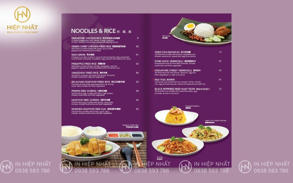 Mẫu menu thực đơn nhà hàng sắc tím ấn tượng