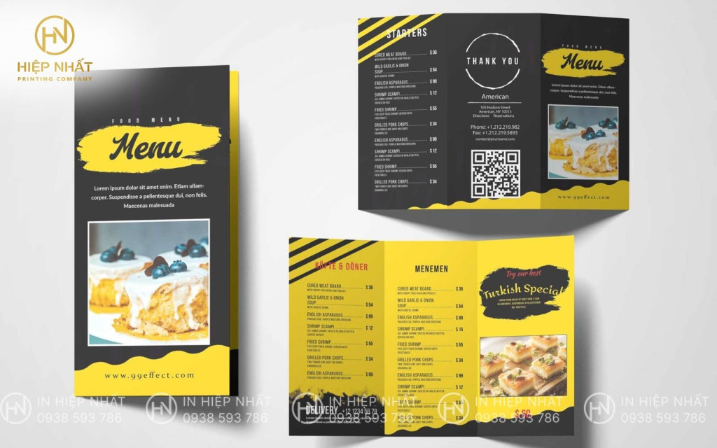 Thiết kế menu tone màu đen vàng