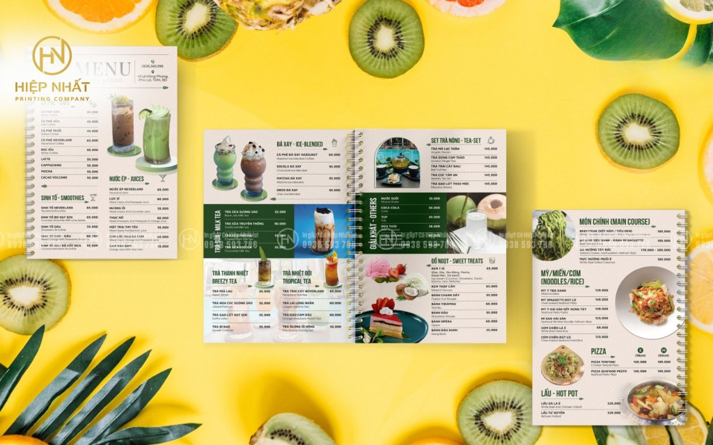 Menu sang trọng, thiết kế tinh tế nâng tầm quán cafe