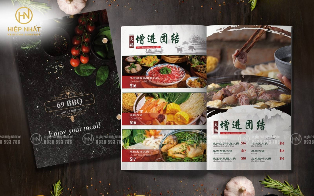 Mẫu menu thực đơn nhà hàng lẩu nướng Trung Quốc
