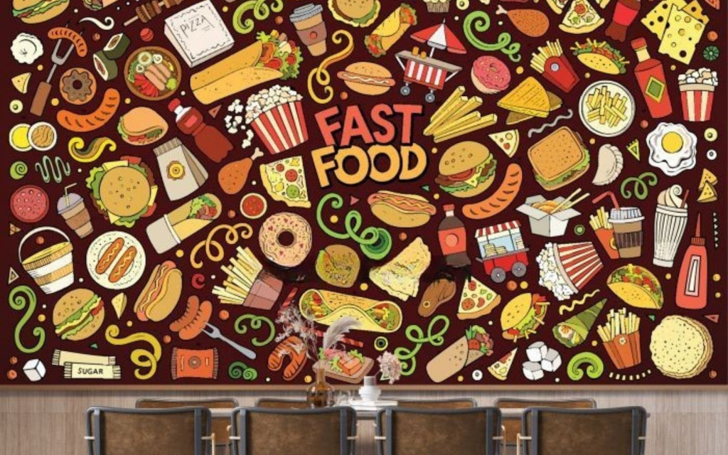 Thiết kế in ấn decal dán tường cho tiệm Fast Food