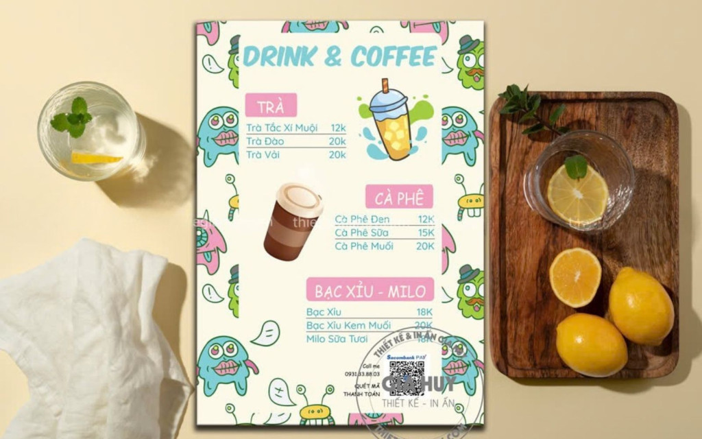 Thiết kế menu đáng yêu, mang lại trải nghiệm vui vẻ, thú vị