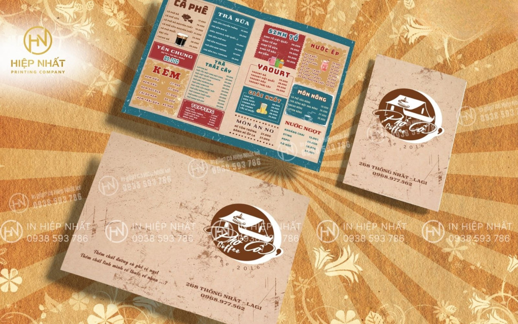 Mẫu thiết kế menu quán cafe retro, font chữ cổ điển, tạo phong cách riêng
