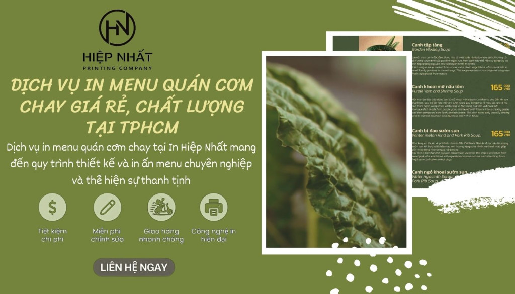 Dịch vụ in menu quán cơm chay chuyên nghiệp tại TPHCM