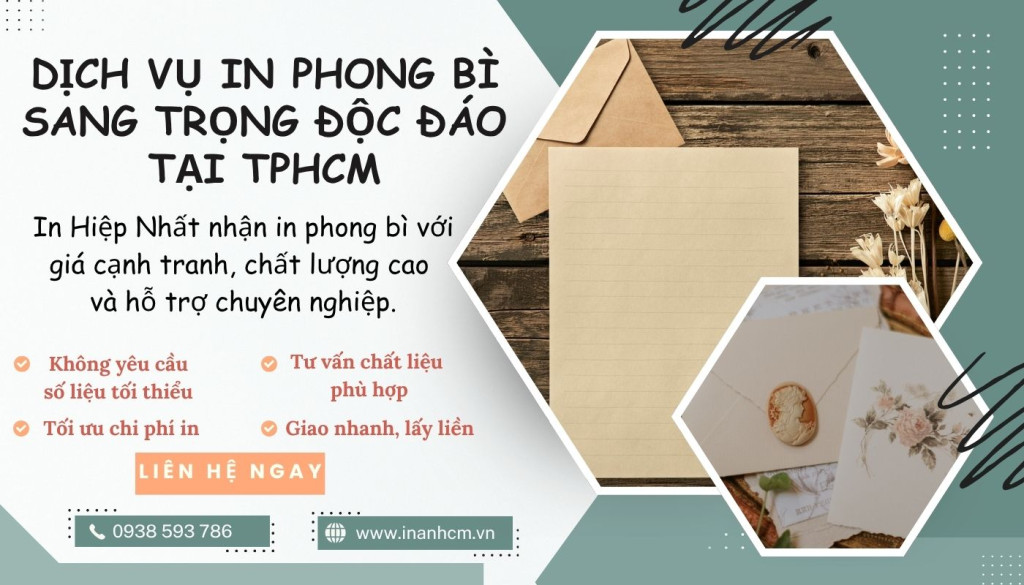 Dịch vụ in phong bì In Hiệp Nhất sang trọng độc đáo tại TPHCM