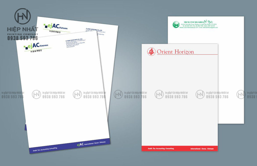 in giấy tiêu đề