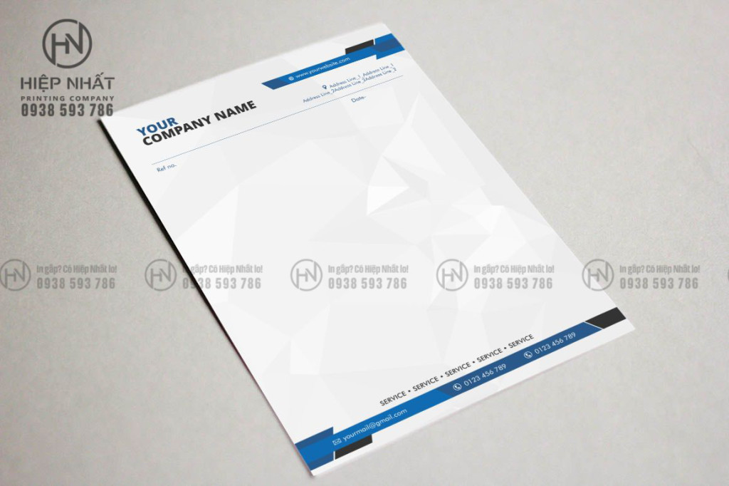 in giấy tiêu đề