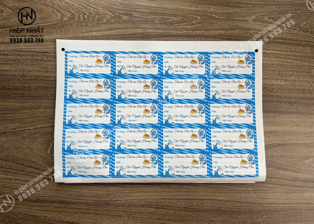 Mẫu nhãn vở cho học sinh cấp 1, cấp 2 siêu dễ thương tông xanh dương