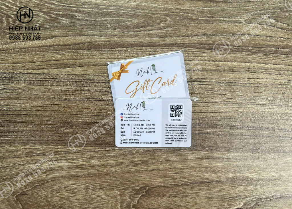 Mẫu in gift card cho tiệm nail siêu xinh có sẵn mẫu tại In Hiệp Nhất