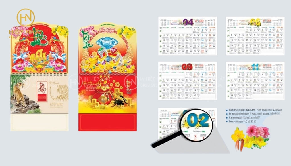 Mẫu lịch lò xo (5 tờ hoặc 7 tờ)