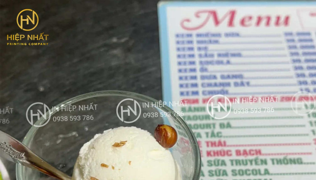 Mẫu thực đơn quán chè dạng để bàn