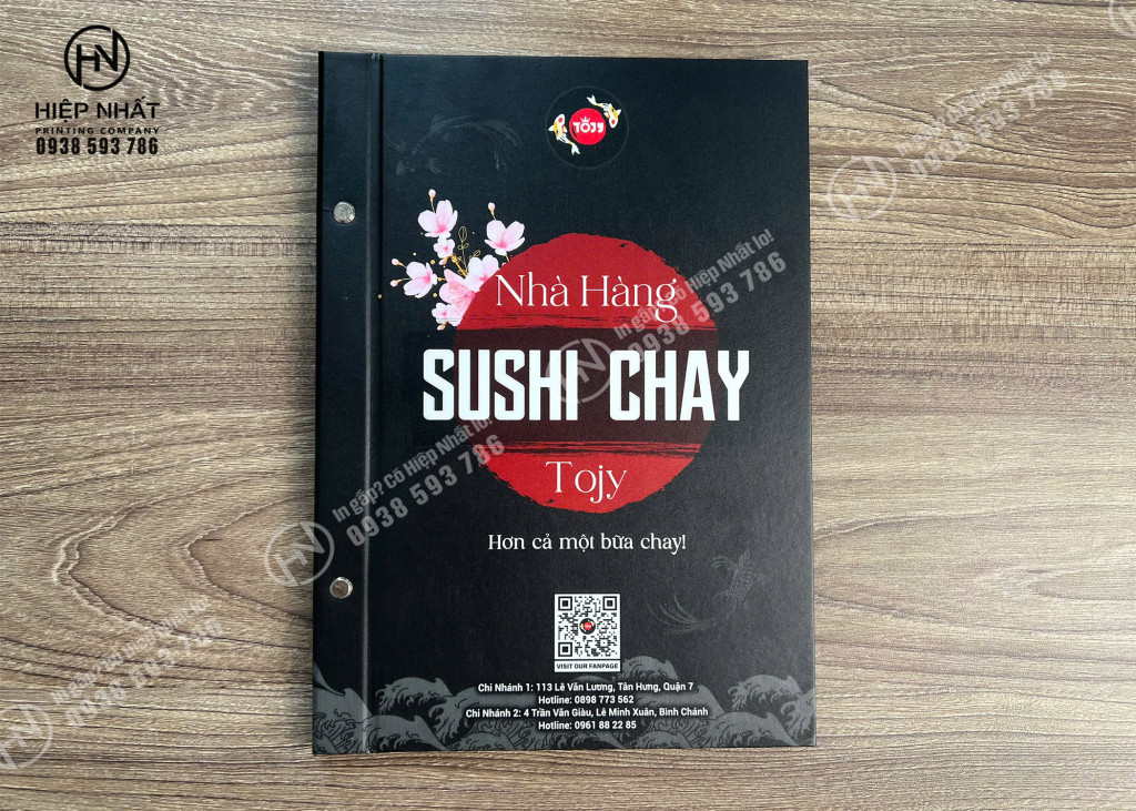 Menu chay với họa tiết sang trọng