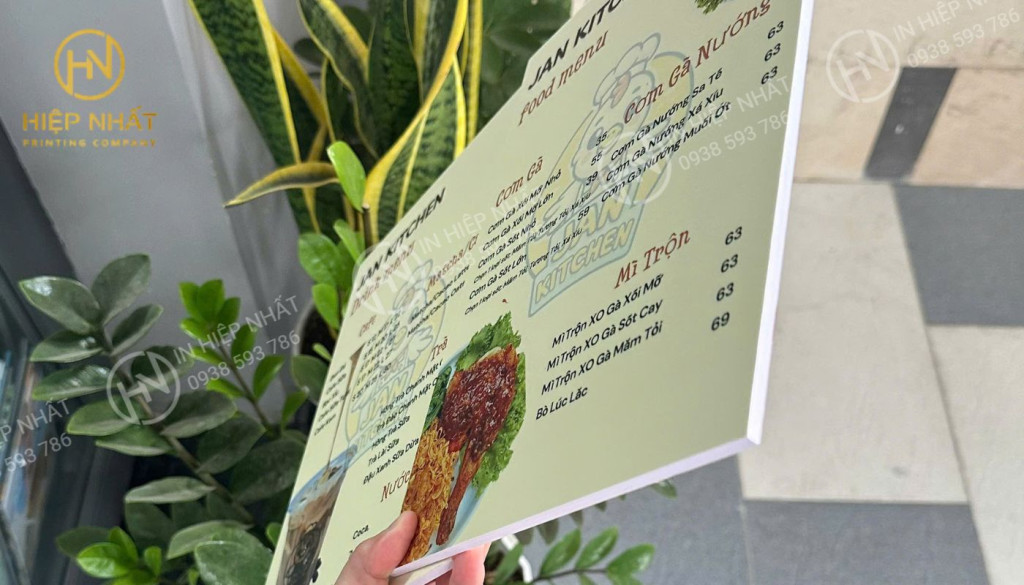 Menu dạng bảng nhựa