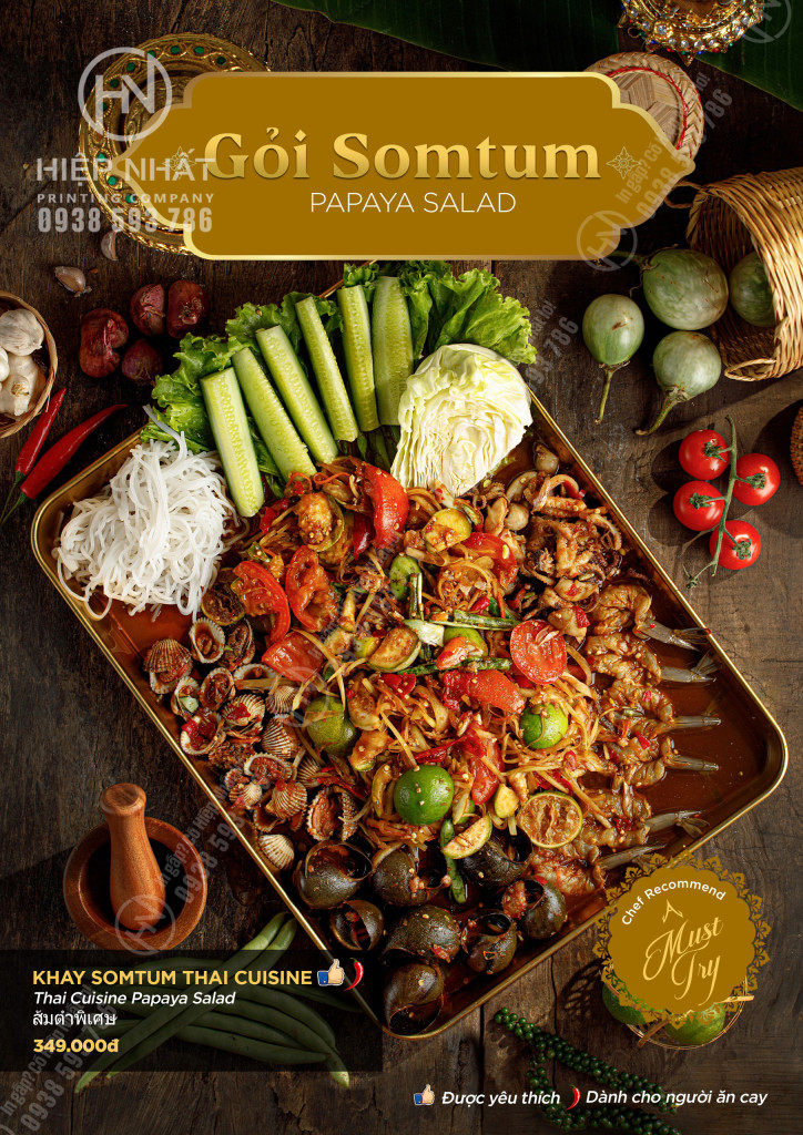 Mẫu menu quán Thái giới thiệu món gỏi Somtum